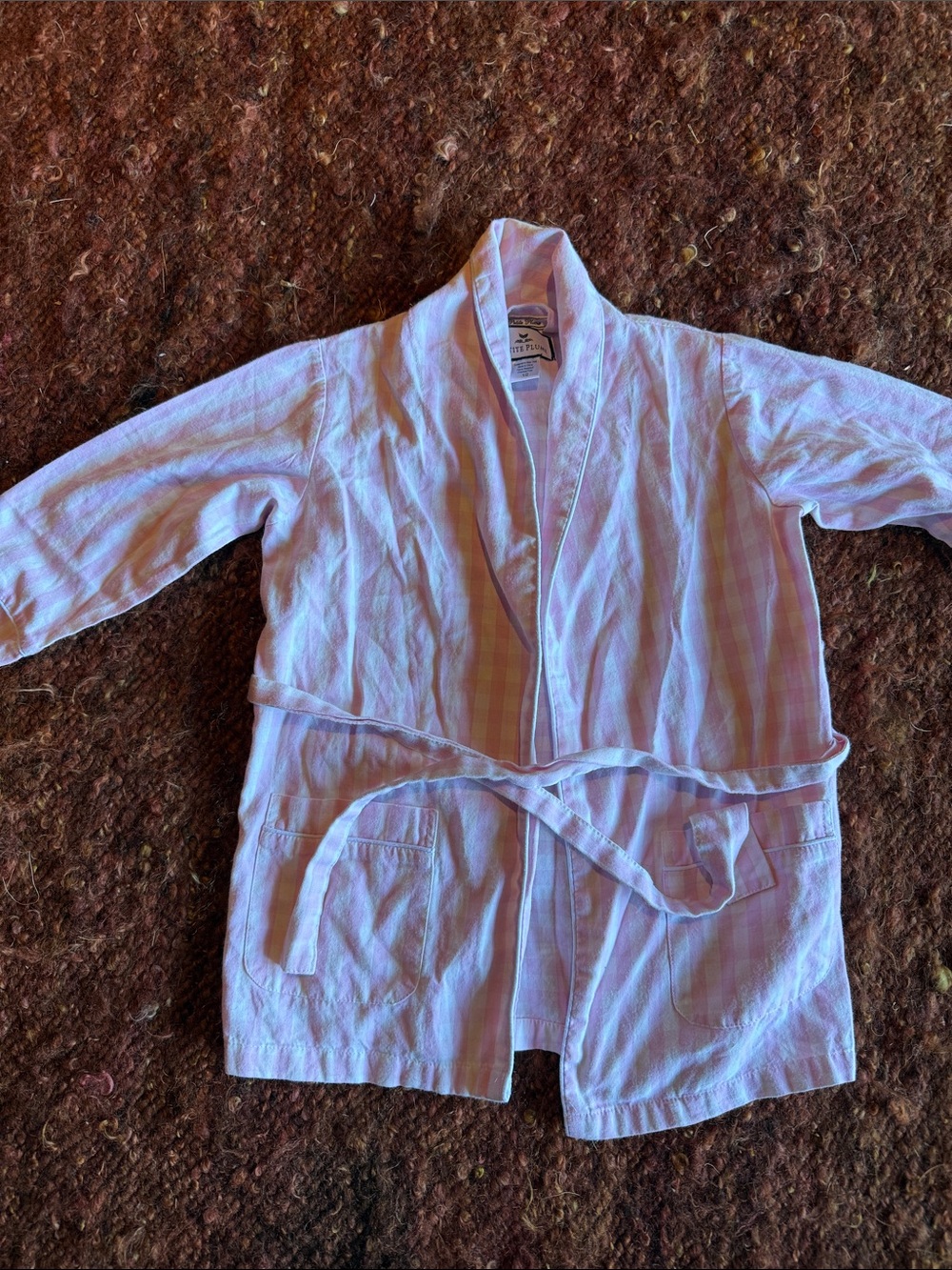 Children's Pink Stripe Cotton Robe - Youth Bathrobe